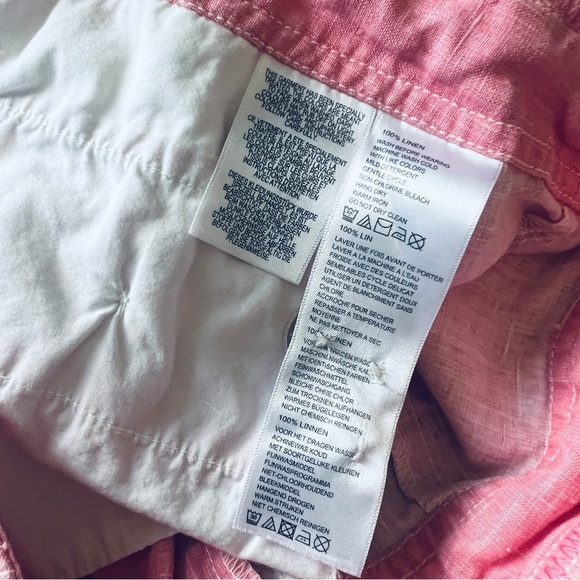 TOMMY BAHAMA Sea Glass Shorts 100% Linen Preppy Coral Pink Size 2 - Picture 10 of 12
